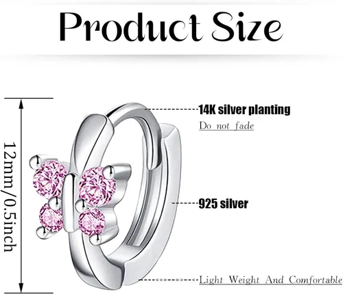 Miniatura 2 de Aretes de aro de plata de doble amor para mujer, circonita cúbica 925, bonitos aretes para dormir