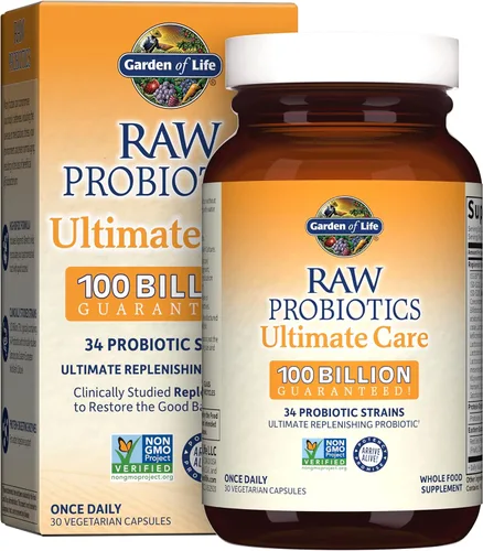 Garden of Life Probióticos para mujeres y hombres - Probióticos crudos Ultimate Care 100 mil millones de UFC Suplemento probiótico, Probiótico