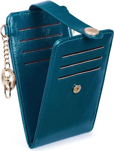 Miniatura 7 de POIUGOYA Billetera delgada para mujer, con bloqueo RFID, plegable, tarjetero con cremallera y bolsillo para monedas, ventana para identificación