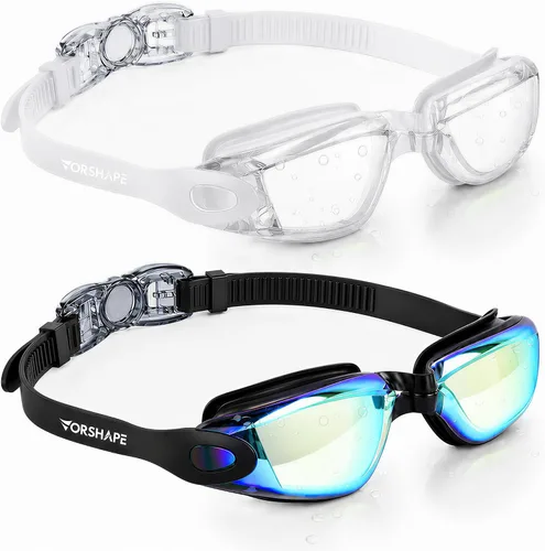 Miniatura 25 de Gafas de natación: paquete de 2 gafas de natación antivaho, sin fugas, protección UV, para adultos, hombres, mujeres, jóvenes Azul & blanco