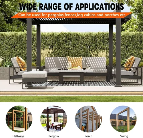 Miniatura 5 de Kits de soporte para pérgola DIY, soportes de esquina en forma de L de 2 vías para madera de 6 x 6 pulgadas (real: 5.5 x 5.5 pulgadas) para pérgola