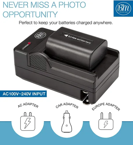 Miniatura 3 de BM Premium NP-FV50A Batería y cargador de alta capacidad para Sony FDR-AX30 FDR-AX33 FDR-AX53 FDR-AX700 FDR-AX100 FDR-AX35 HXR-MC50 HXR-MC88