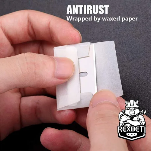 Miniatura 8 de REXBETI 600 cuchillas de afeitar de un solo filo, industrial, cuchillas de repuesto para cortador de caja, cuchillas raspadoras de vidrio