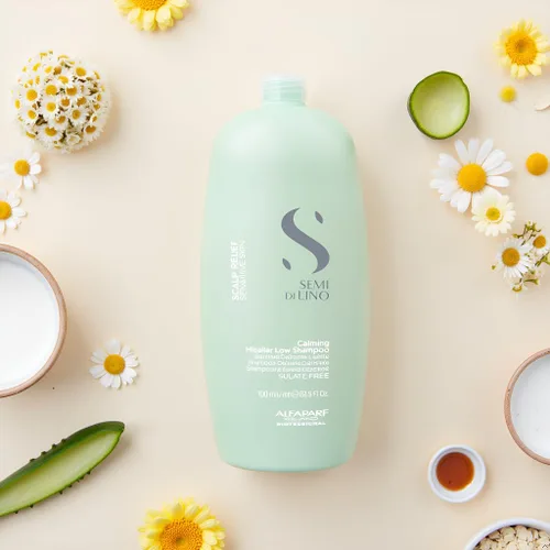 Miniatura 5 de Alfaparf Milano Semi Di Lino Scalp Relief Low Shampoo para pieles sensibles, champú sin sulfato, calma, aporta comodidad e hidrata, alivia