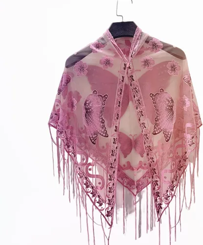 Miniatura 6 de Chales y envolturas elegantes con estampado de mariposas para vestidos de noche, chal triangular, chal con flecos, capa de noche