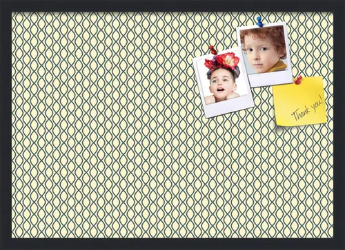 Miniatura 116 de PinPix Tablero de anuncios de corcho de 13 x 13 pulgadas. Este tablero decorativo enmarcado viene con diseño de ondas en blanco y negro y un marco