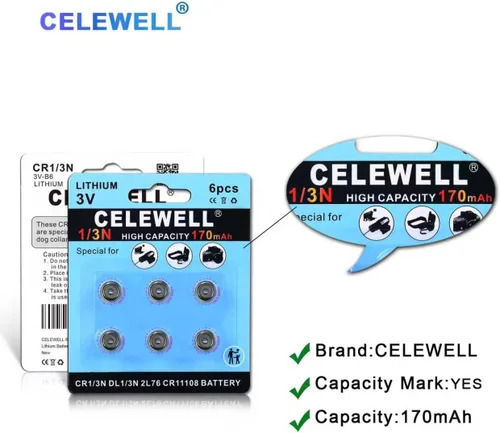 Miniatura 3 de CELEWELL Paquete de 6 pilas DL1/3N CR1/3N de litio 3V 170mAh【Garantía de 7 años】 CR1/3N-6-1