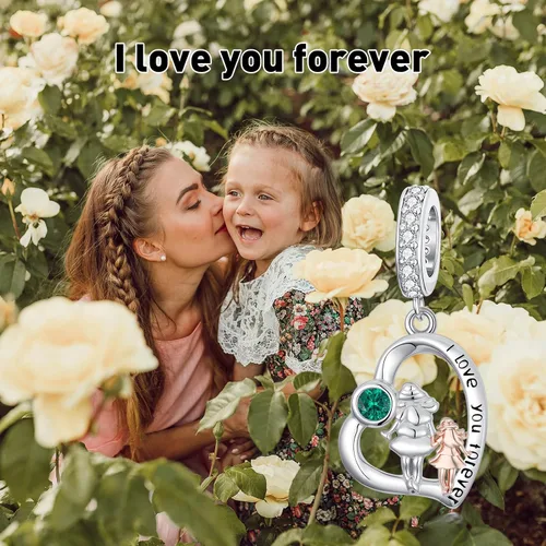Miniatura 127 de PROESS Dije para padre, madre e hija, pulsera de plata de ley para pulseras, regalos de cumpleaños, día de San Valentín, para hija, madre, amante