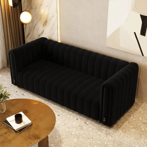 Miniatura 5 de Sofá de terciopelo de 81 pulgadas, sofá moderno de mediados de siglo para 3 personas, sofás de terciopelo copetudos para sala de estar, apartamento