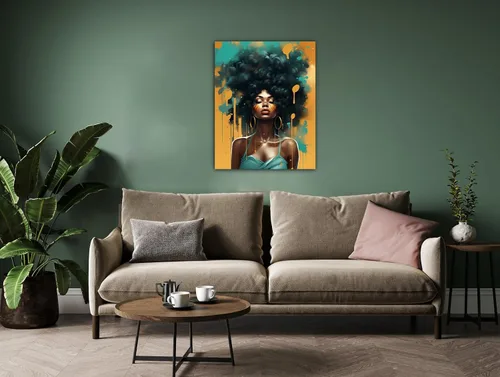 Miniatura 182 de Arte de pared afroamericano, decoración de rey y reina bailarín negro para sala de estar, arte de pareja de amor negro para dormitorio, lienzo