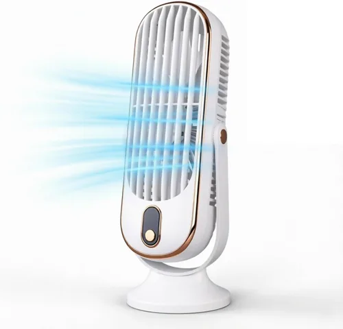 Ventilador de torre de mesa, 5 velocidades, ultra silencioso, 22 dB, alimentado por USB, ventilador de torre compacto con flujo de aire turbo hoja