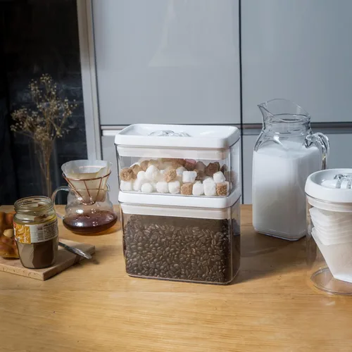 Miniatura 6 de Felli Flip Tite Contenedor de almacenamiento de alimentos con tapa RECTÁNGULO de 4" con anillo hermético y tapa con cierre abatible, juego de Blanco