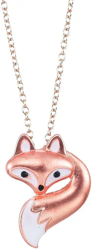 World End Imports Lindo collar de cadena de eslabones con cabeza y cola de zorro pequeño con extensión de 3 pulgadas, Cuero, No es una piedra