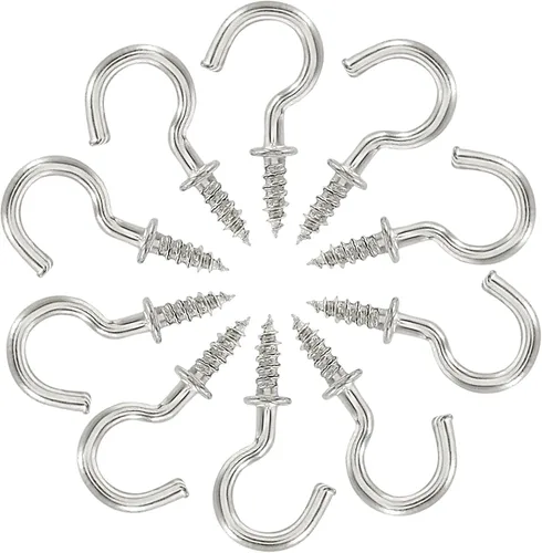 Miniatura 9 de Bonsicoky 60 ganchos de tornillo de 1-1/4 pulgadas, gancho de pared de techo de metal niquelado para colgar, bronce