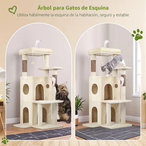 Miniatura 2 de Globlazer Torre de árbol para gatos de interior, casa de árbol para gatos adultos de 50 pulgadas para gatos adultos grandes con escalones, poste