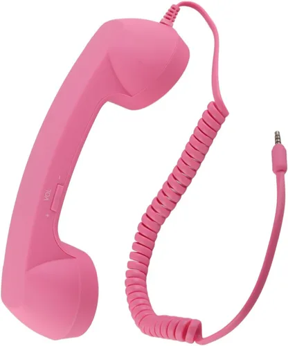 Auricular de teléfono para teléfono celular, teléfono retro rosa con conector de 0.138 in, receptor de teléfono móvil, auriculares antiguos,