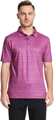 Miniatura 2 de Golf Shirts for Men Dry Fit Short Sleeve Print Performance Moisture Wicking Polo Shirt