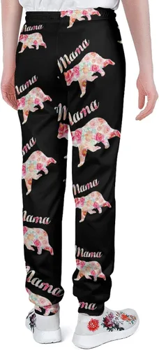 Miniatura 3 de Mama Bear Floral Soft Womens and Mens Sweatpants Cozy Fit Elastic Athletic Lounge Pants Workout