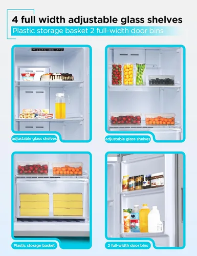 Miniatura 5 de BLACK+DECKER Refrigerador congelador convertible de 11 pies cúbicos, congelador vertical con estantes de vidrio, puerta reversible, clasificación