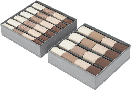 Miniatura 47 de Joyoldelf - Organizador de cajones de calcetines, divisor de ropa interior, organizador de 16 celdas, organizador de cajones de tela, cajas de 2-Gris