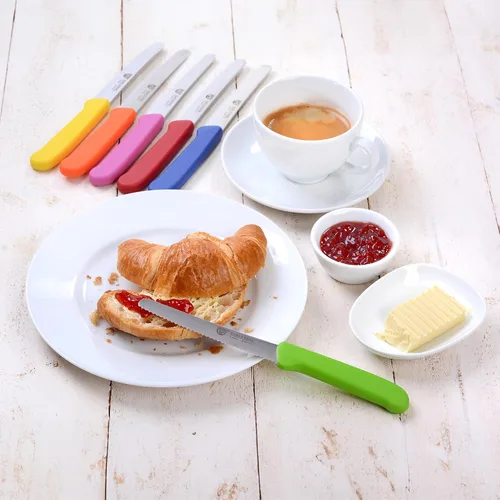 Miniatura 5 de GRÄWE cuchillo de mesa 6 piezas, juego de cuchillos para cortar, paquete de 6 cuchillos de pan, cuchillo de desayuno con borde dentado en un lado