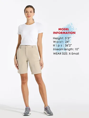 Miniatura 6 de Willit - shorts de senderismo para mujer, de 10 pulgadas, elásticos, para golf, activos, de secado rápido, pantalones cortos de verano