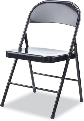 Miniatura 3 de Alera Alera Silla plegable acolchada de poliuretano, soporta hasta 250 libras, asiento negro, respaldo negro, base negra, 4 por caja
