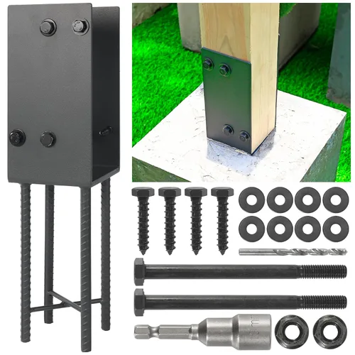 Miniatura 8 de 4"x4" (Real 3.5"x3.5") Soporte de poste en U de acero inoxidable, anclaje de poste para hormigón húmedo, soporte de base de poste resistente
