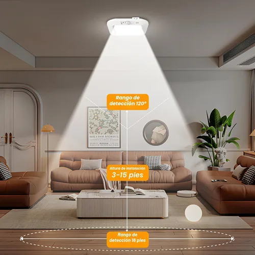Miniatura 4 de Luz de Techo con Sensor de Movimiento a Batería, 180LM 6000K Luces de Armario a Batería con Sensor de Movimiento, Luz de Techo Inalámbrica de 48LED