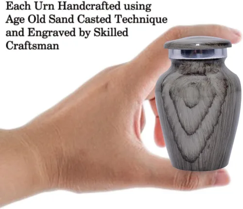 Miniatura 8 de BOLD & DIVINE Urna de recuerdo con textura de madera Urna conmemorativa de cenizas humanas, de entierro, urnas de cremación funerarias