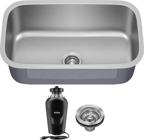 Miniatura 13 de Kraus Premier KBU17 Fregadero de cocina de acero inoxidable de calibre 18, de un tazón, de montaje por debajo para barra de cocina, 35.56 cm