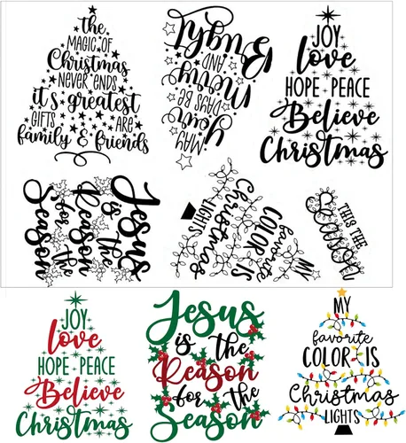 Sellos transparentes para árbol de Navidad para hacer tarjetas de Navidad o diario, sellos de goma para tarjetas, álbumes de recortes, diario,