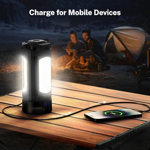 Miniatura 5 de OGERY Luz de camping recargable de 10000mAh con soporte 2 m de altura máxima, luz de trabajo inalámbrica con 3 cabezales de lámpara LED, 2200