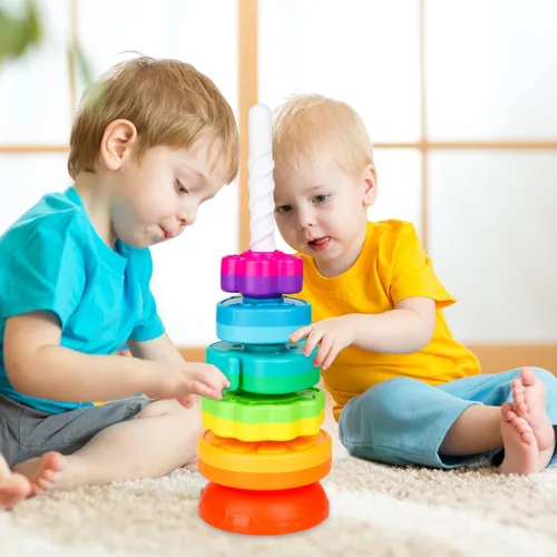 Miniatura 3 de BYFWH Juguetes apilables giratorios para bebés de 12 meses en adelante, apilador de anillos para niños pequeños de 1 a 3 años, juguetes Montessori