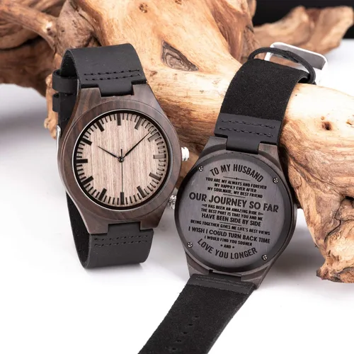 Miniatura 2 de Reloj de pulsera en madera con mensaje gravado personalizado para hombre, regalo para esposo, novio, padre, hijo, familiares y amigos