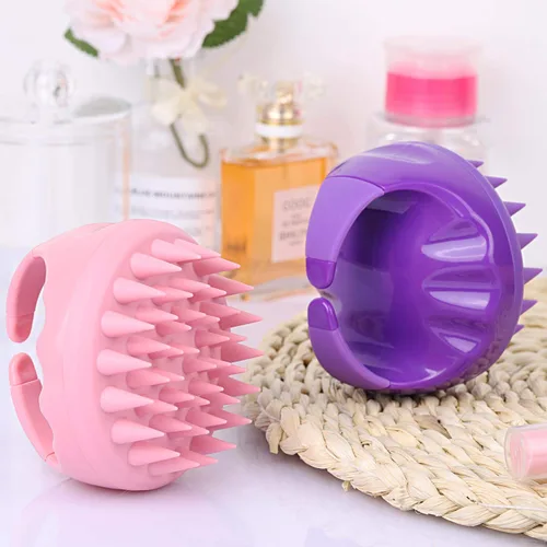 Miniatura 7 de Cepillo de silicona para masaje de cuero cabelludo y champú, cepillo de limpieza de mano para ducha
