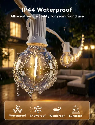Miniatura 4 de Abeja Cadena de luces LED para exteriores de 25 pies, tira de luces de globo de patio con 27 bombillas LED transparentes inastillables