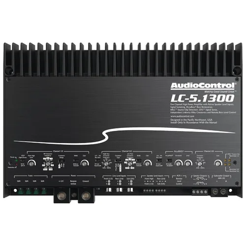 AudioControl LC-5.1300 Amplificador de audio para automóvil de alta potencia de 3/5 canales de 1300 W clase D con AccuBASS, alta fidelidad, entradas