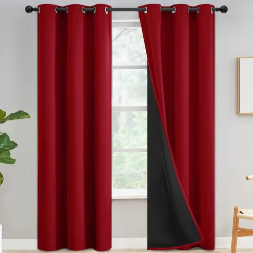 Miniatura 273 de Yakamok Cortinas negras, cortinas de ventana con aislamiento térmico y eficiencia energética para dormitorio, cortinas opacas completas y cortinas