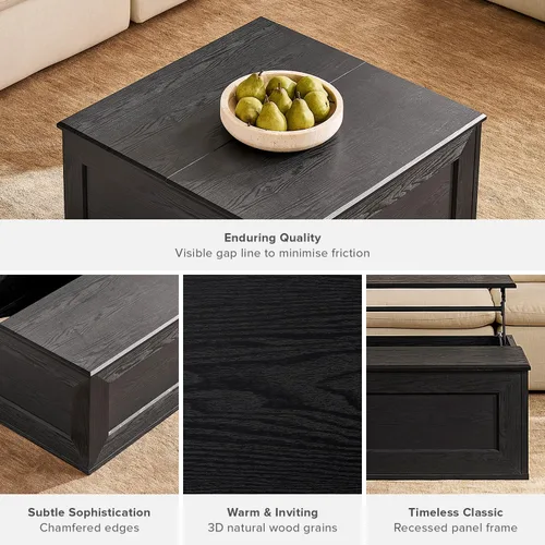 Miniatura 6 de Mopio Blake - Mesa de centro con tapa abatible y almacenamiento, mesa de centro cuadrada moderna de estilo rústico con parte superior fácil
