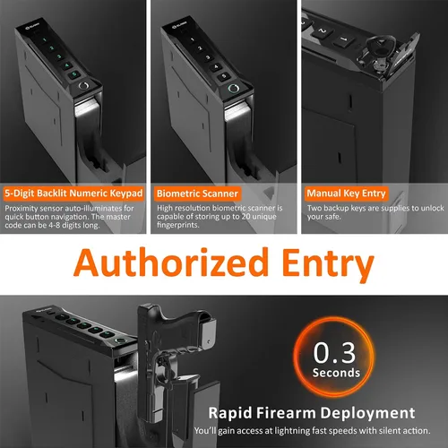 Miniatura 5 de Z ZLJUAN Caja fuerte montada para pistolas, acceso rápido, puerta corredera de apertura automática, pistola segura para mesita de noche, montaje