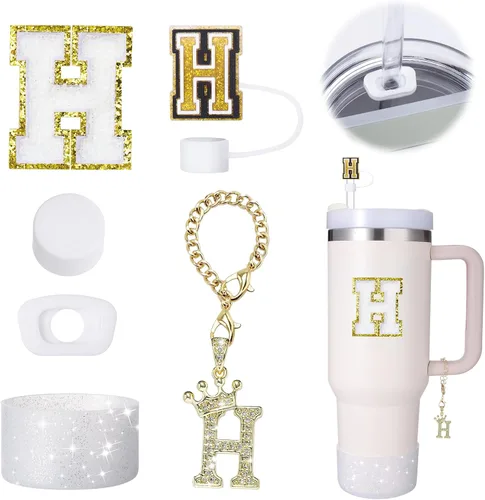 Miniatura 11 de Mity Rain Set de 6 piezas de accesorios para taza para Stanley de 30 oz y 40 oz con asa, tapa para pajita, dije con iniciales de taza, bota