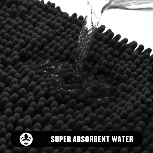 Miniatura 4 de MitoVilla Juego de 2 alfombras de baño negras, 2 piezas de 20 x 32 pulgadas, alfombras de baño de felpilla extra suaves y absorbentes, alfombra