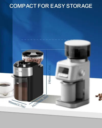 Miniatura 11 de Lonkion Molinillo de café eléctrico de rebabas - Molinillo de rebabas ajustable con 28 ajustes precisos de molienda para 12 tazas - Molinillo