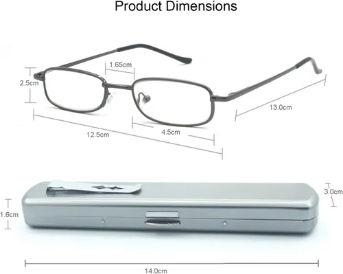 Miniatura 4 de Gafas de lectura de metal portátiles ligeras con estuche de bolsillo para hombres y mujeres