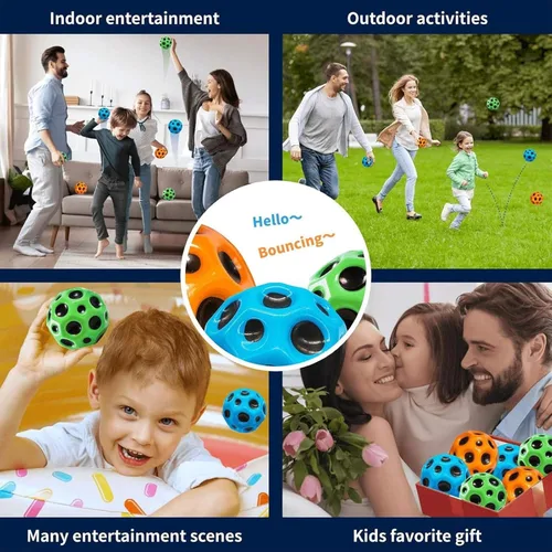 Miniatura 3 de Bola de rebote súper alta, bola de rebote de cráter lunar, tema de galaxia de alto rebote, regalos para niños, fácil de agarrar y atrapar, para uso