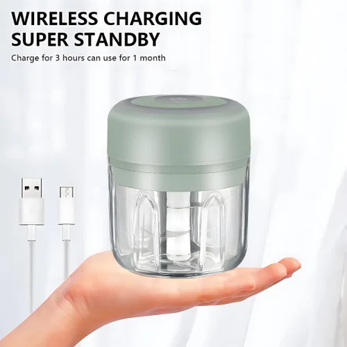 Miniatura 6 de Mini procesador eléctrico de alimentos y picadora de ajo, 8.5 fl oz recargable por USB, picadora inalámbrica de un solo toque con 3 cuchillas de 8.5
