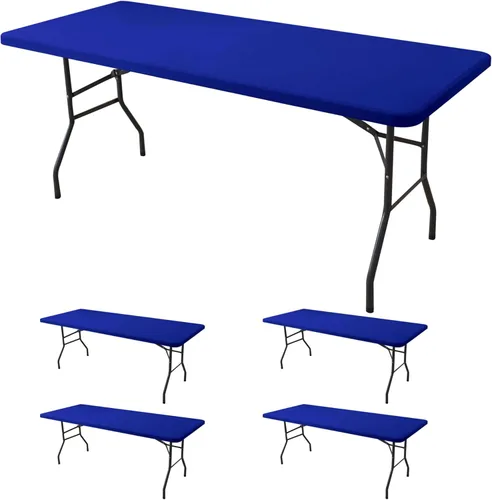 Miniatura 23 de Mantel de elastano para mesas rectangulares de 6 pies, paquete de 4 unidades, color azul aguamarina, para picnic al aire libre, manteles elásticos
