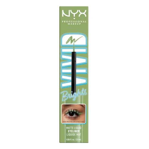 Miniatura 9 de NYX PROFESSIONAL MAKEUP Vivid Brights - Delineador líquido resistente a las manchas con punta precisa, color verde fantasma 02 Verde fantasma
