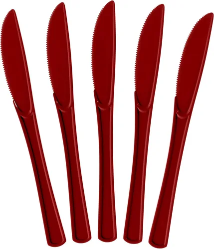 Miniatura 24 de Exquisite Cuchillos de plástico negro, 50 piezas, cuchillos negros, utensilios desechables, juego de cubiertos de plástico resistente